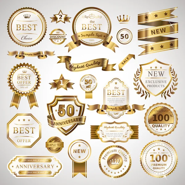 Golden business labels set — Stock Vector