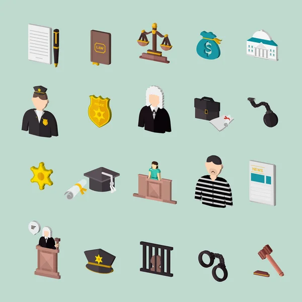 Law and judgment concept icons — Stock Vector