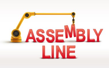Endüstriyel robot kol montaj hattı kelime oluşturma