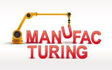industrial robotic arm building MANUFACTURING word  clipart