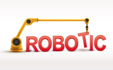 industrial robotic arm building ROBOTIC word