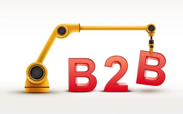 B2b 単語を構築産業ロボット アーム — ストックベクタ