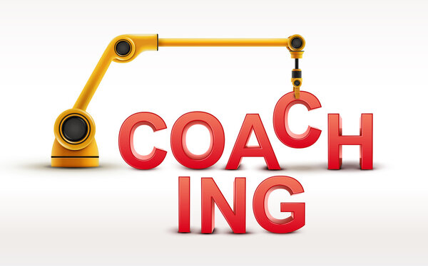 industrial robotic arm building COACHING word