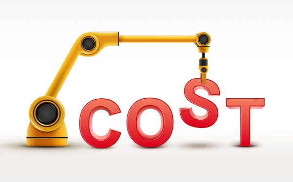Construcción de brazo robótico industrial palabra COST — Vector de stock