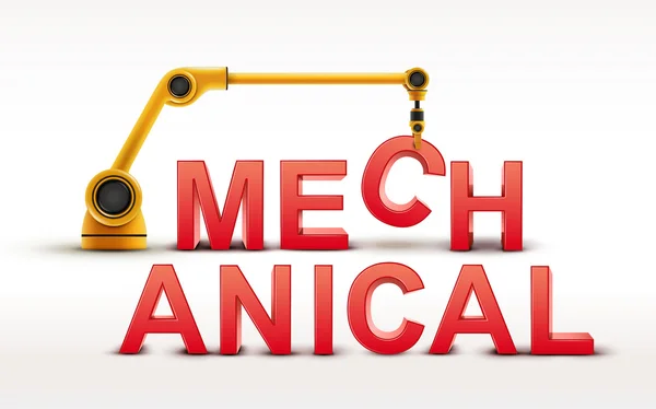Industriella robotarm bygga mekaniska word — Stock vektor