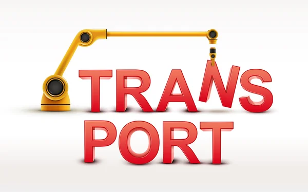 トランスポート単語を構築産業ロボット アーム — ストックベクタ