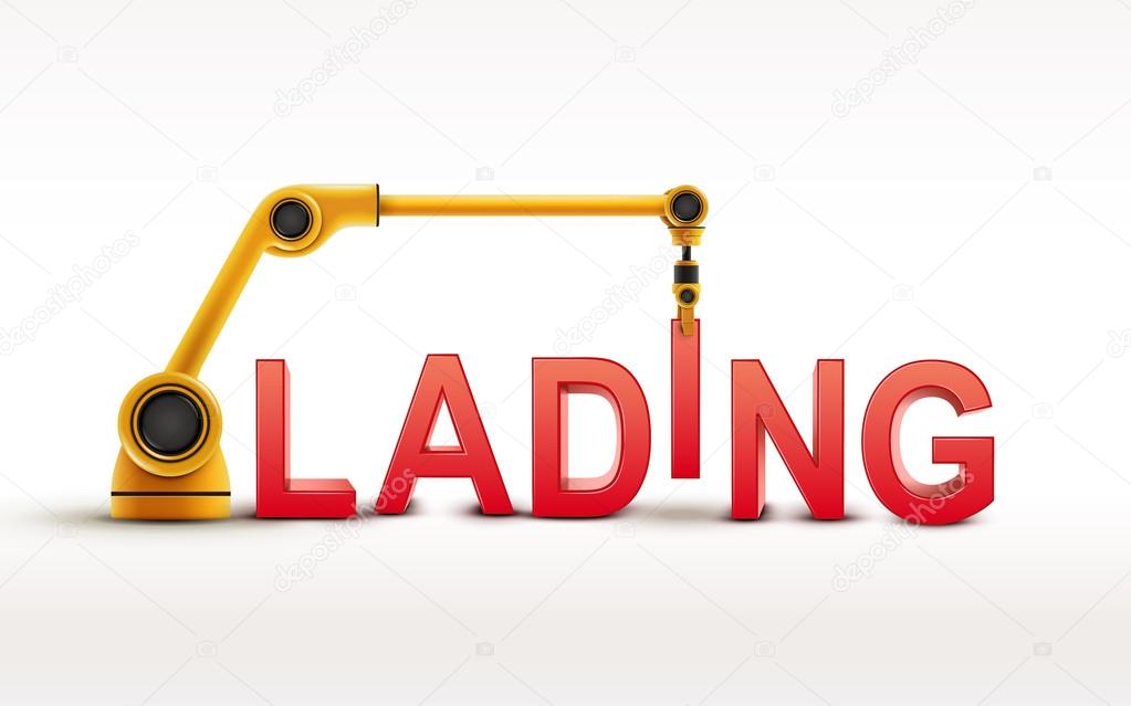Industrial robotic arm building LADING word Stock Vector Image by ...