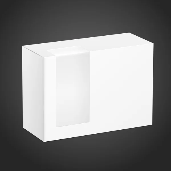 Paquete caja de cartón con ventana de plástico transparente — Archivo Imágenes Vectoriales
