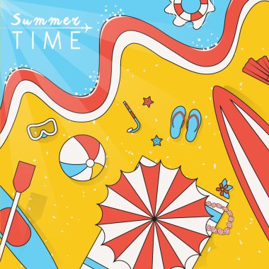 yaz plaj sahne illüstrasyon