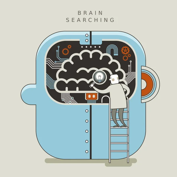 Brain searching concept illustration — Stock Vector