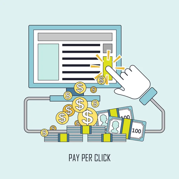 Concetto pay per click in stile linea sottile — Vettoriale Stock