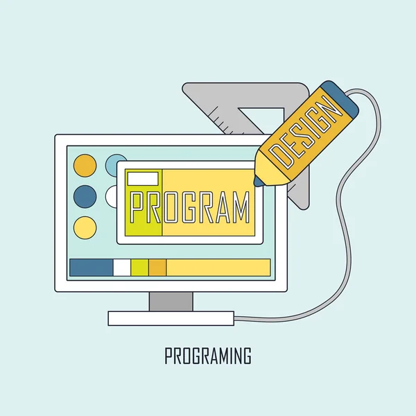 Concetto di programmazione in stile linea sottile — Vettoriale Stock