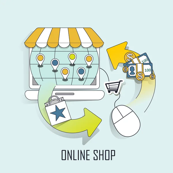 온라인 쇼핑의 개념 — 스톡 벡터