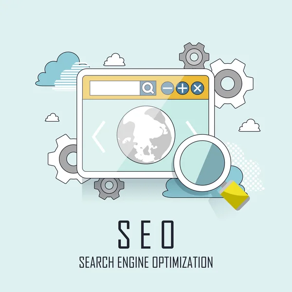 SEO website searching engine optimization process — Stock Vector