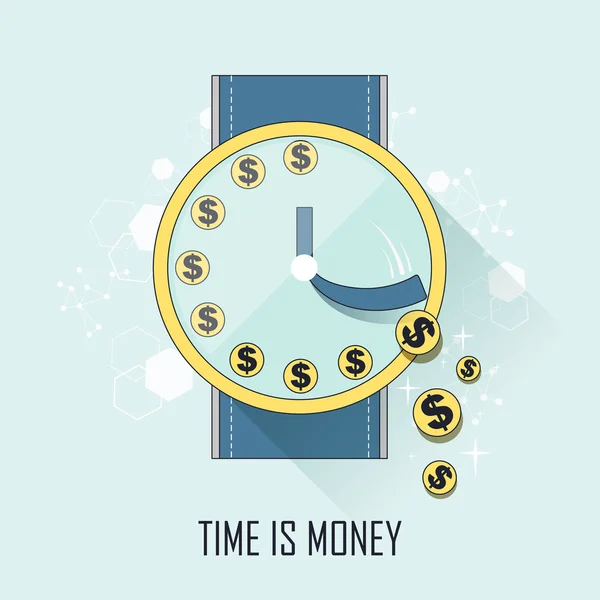 Il tempo è concetto di denaro — Vettoriale Stock