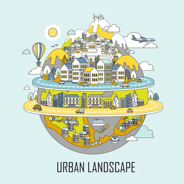 Concept de paysage urbain — Image vectorielle