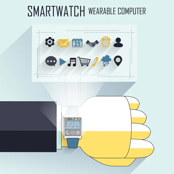 Business 's hand with smart watch — стоковый вектор