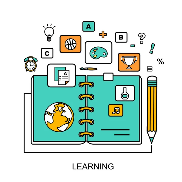 Ilustração do conceito de aprendizagem — Vetor de Stock