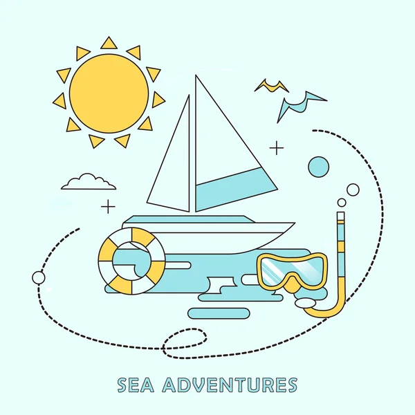 Mar aventuras concepto — Archivo Imágenes Vectoriales
