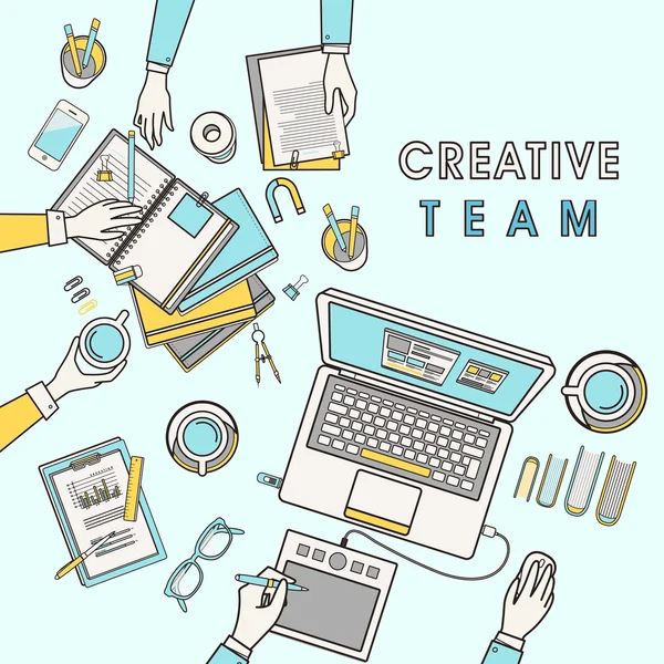 Luogo di lavoro del team creativo — Vettoriale Stock