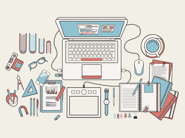 Вид сверху на рабочее место
