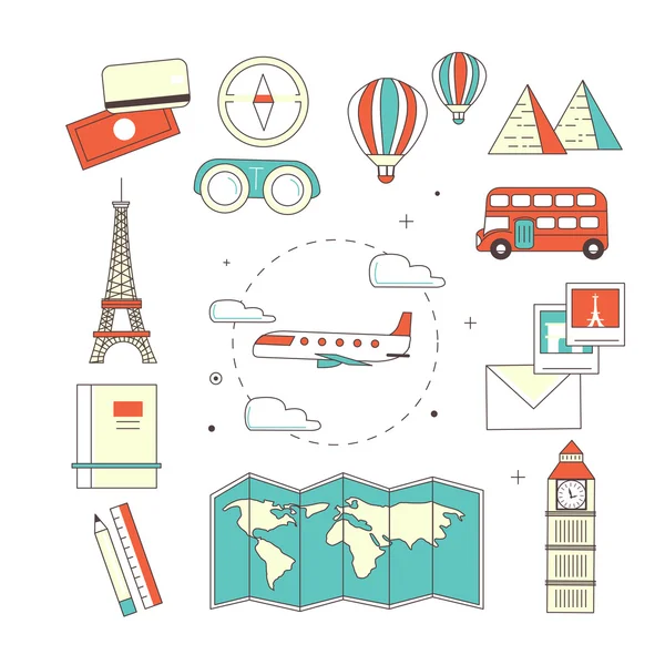 Adorable travel elements — Stock Vector