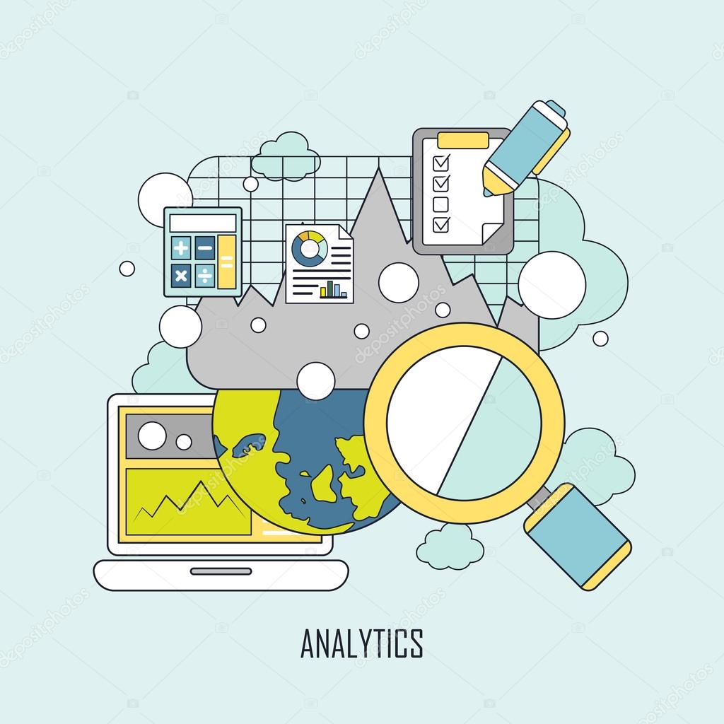 data analytics concept in thin line style 