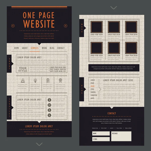 Modèle de conception de site Web à la mode d'une page — Image vectorielle