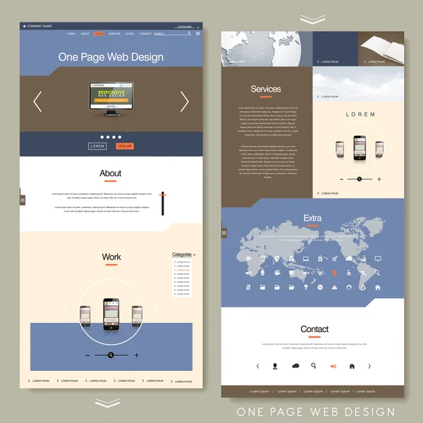 モダンな 1 つのページのウェブサイトのデザイン テンプレート — ストックベクタ