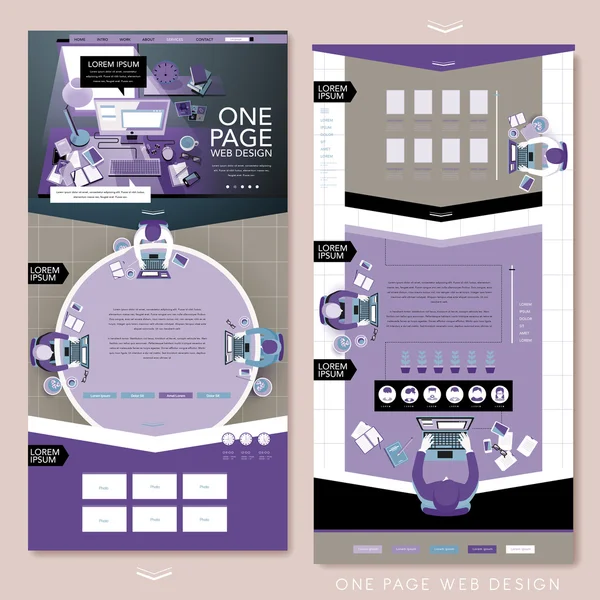 Modèle moderne de conception de site Web d'une page — Image vectorielle