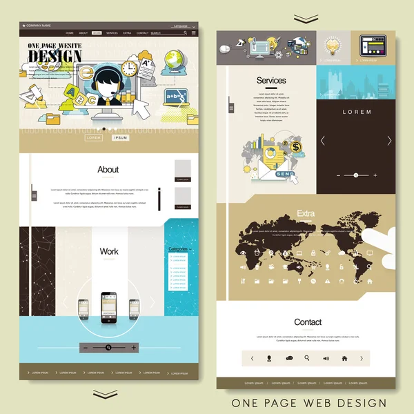 Modern bir sayfa web sitesi tasarım şablonu — Stok Vektör