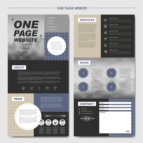 Modern one page website design template — Stock Vector