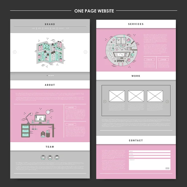 Creatieve één pagina website ontwerpsjabloon — Stockvector