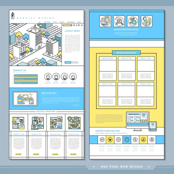 Mooie één pagina website ontwerpsjabloon — Stockvector