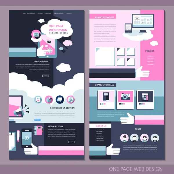 Concepto de negocio diseño web de una página — Archivo Imágenes Vectoriales