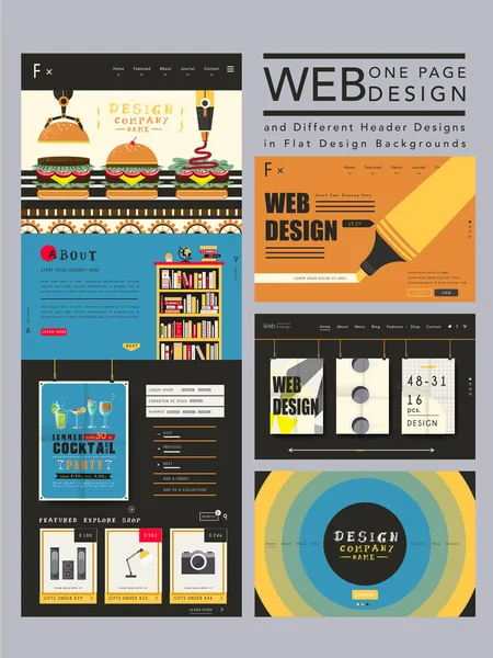 Çekici bir sayfa web sitesi tasarım şablonu — Stok Vektör