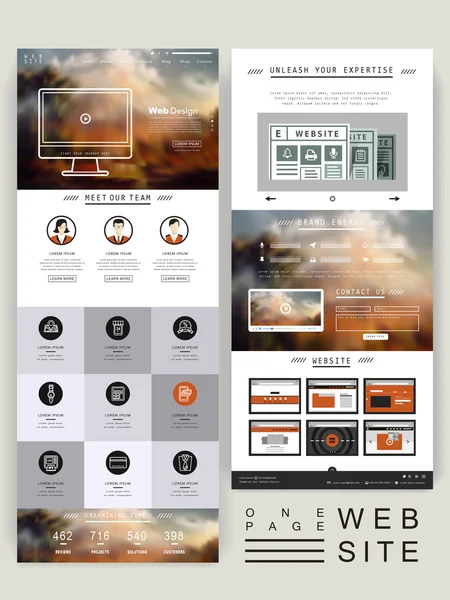 Élégant modèle de conception de site Web d'une page — Image vectorielle