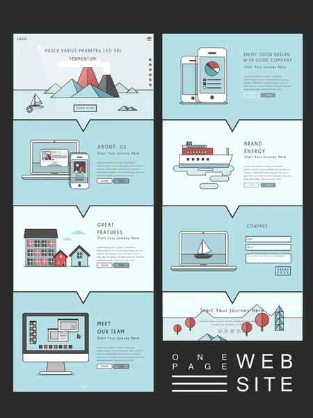 Modello di design del sito web moderno di una pagina — Vettoriale Stock