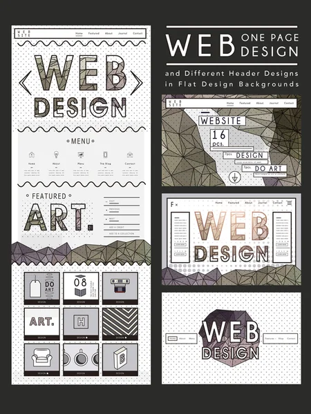 Geometrische ontwerpsjabloon van één pagina website — Stockvector