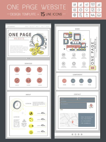 Concepto de negocio diseño web de una página — Archivo Imágenes Vectoriales