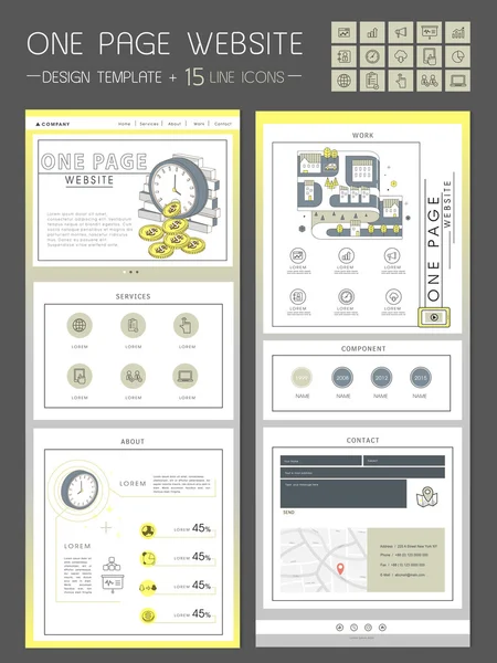 Concept d'entreprise conception de site Web d'une page — Image vectorielle