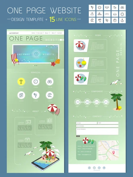 Sommerzeit eine seite website design template — Stockvektor