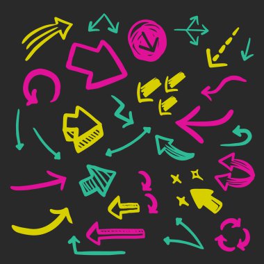 çekici doodle stil okları kümesi