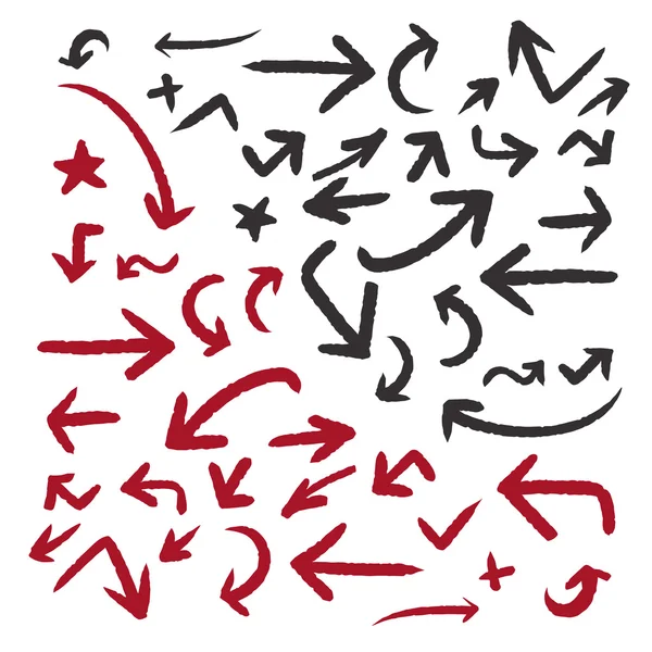 Clásico doodle estilo flechas conjunto — Vector de stock