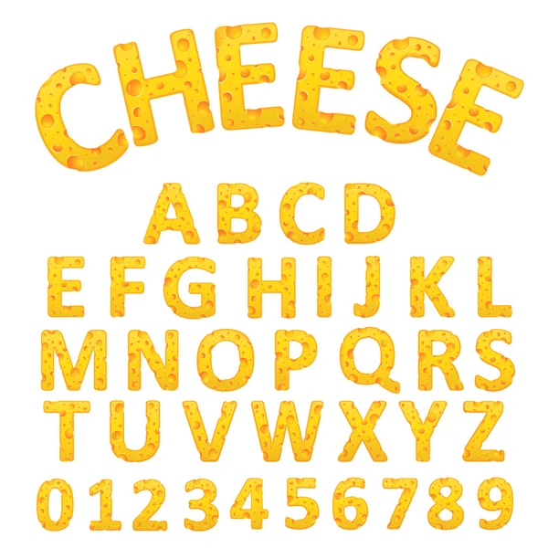 Delicioso conjunto alfabeto queijo — Vetor de Stock