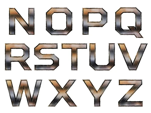 Retro metalliskt alfabetet set — Stock vektor