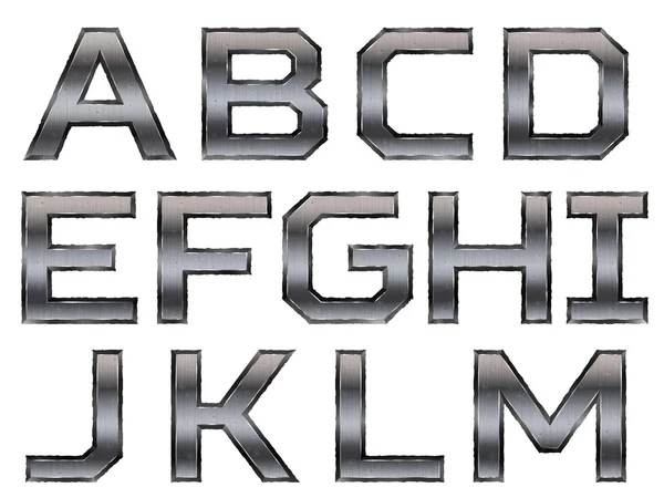 Metalliska alfabetet set — Stock vektor