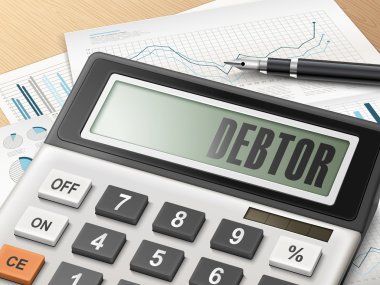 calculator with the word debtor