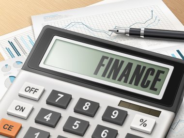 calculator with the word finance