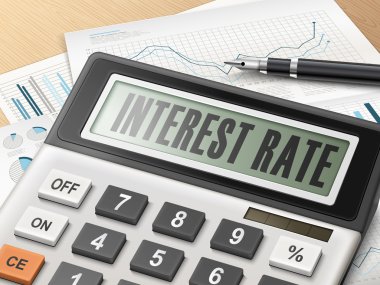 calculator with the word interest rate 